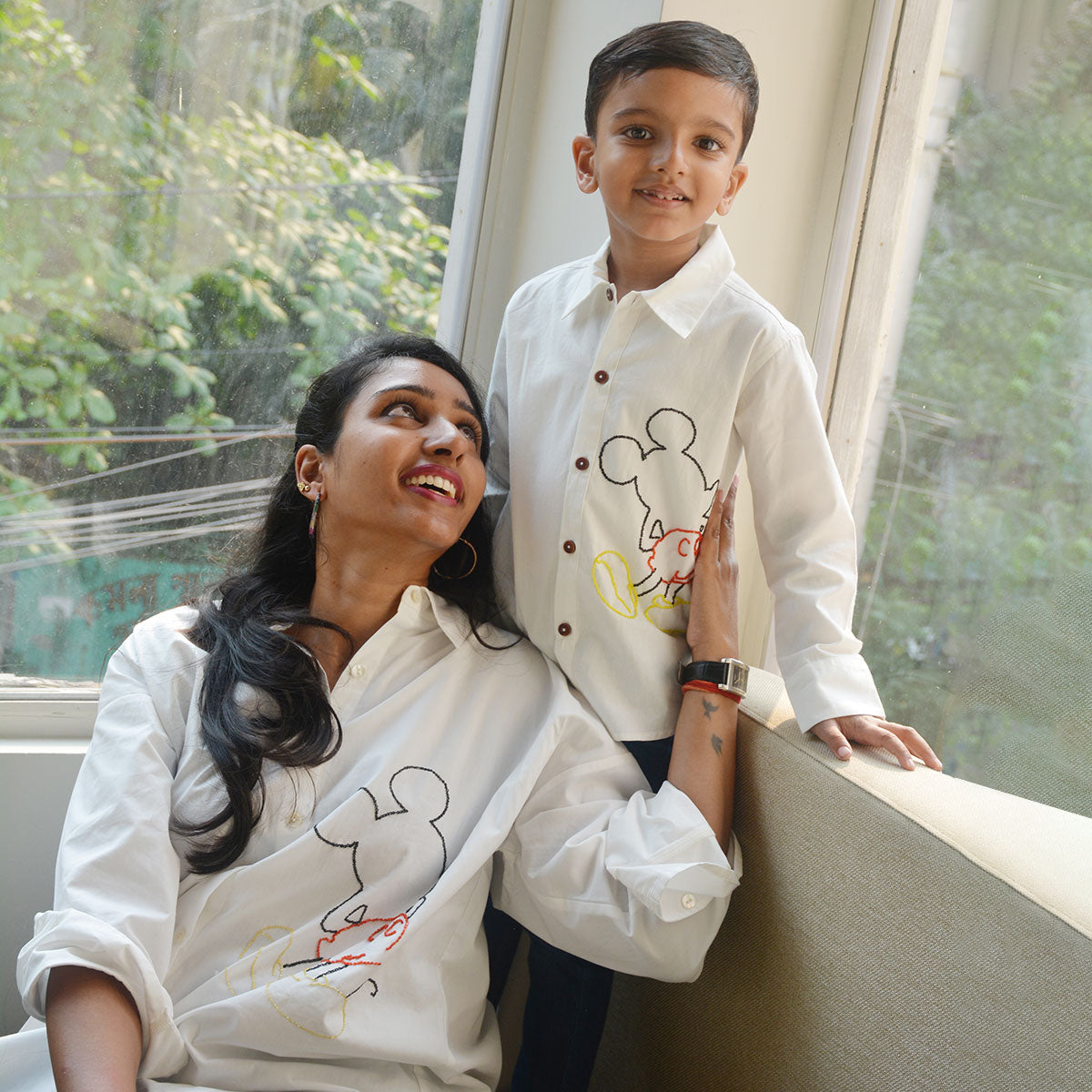 Mouse Embellished Women's Shirt - Black/White