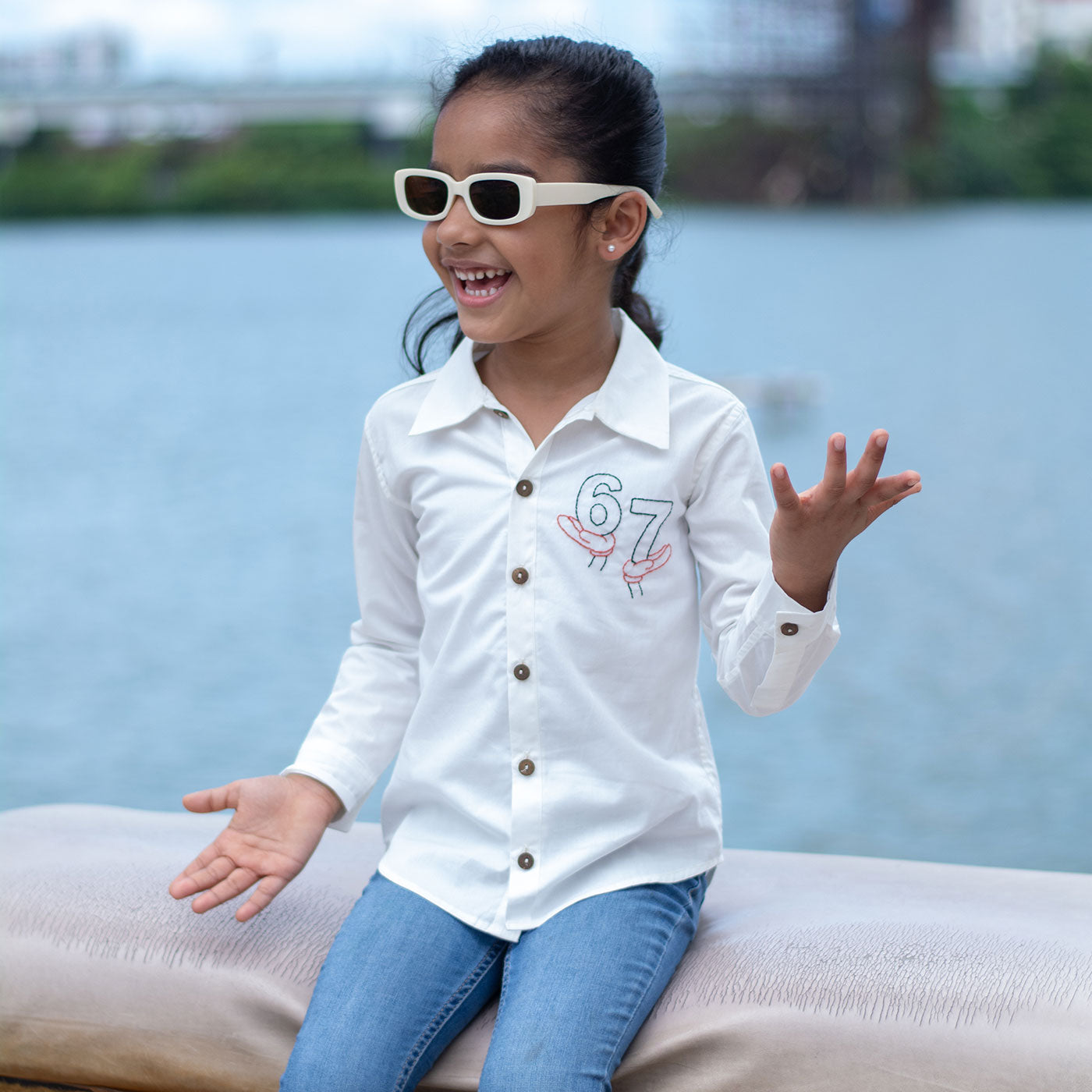 Six Seven Embroidered Shirt - White