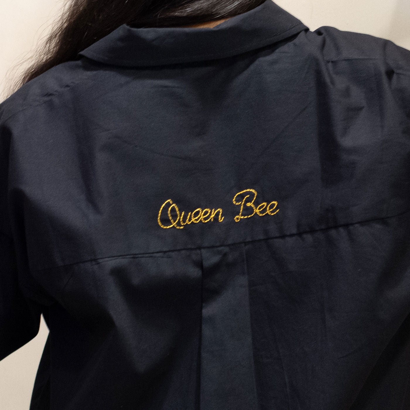 Bling Queen Bee Embellished Women Shirt - Black