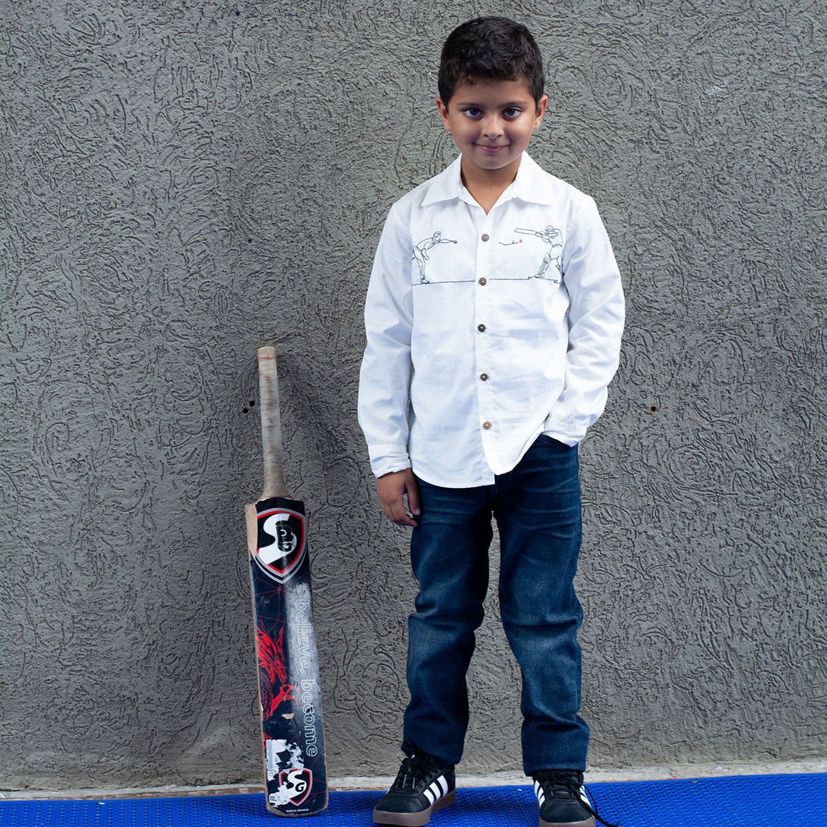 Cricketer Embroidered Shirt - White