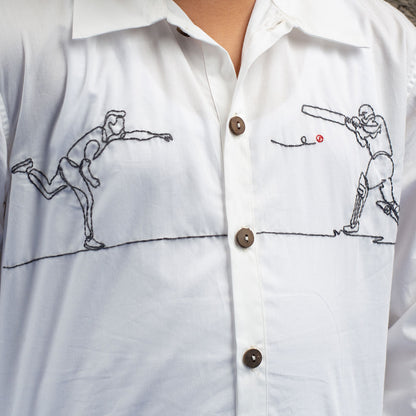 Cricketer Embroidered Shirt - White