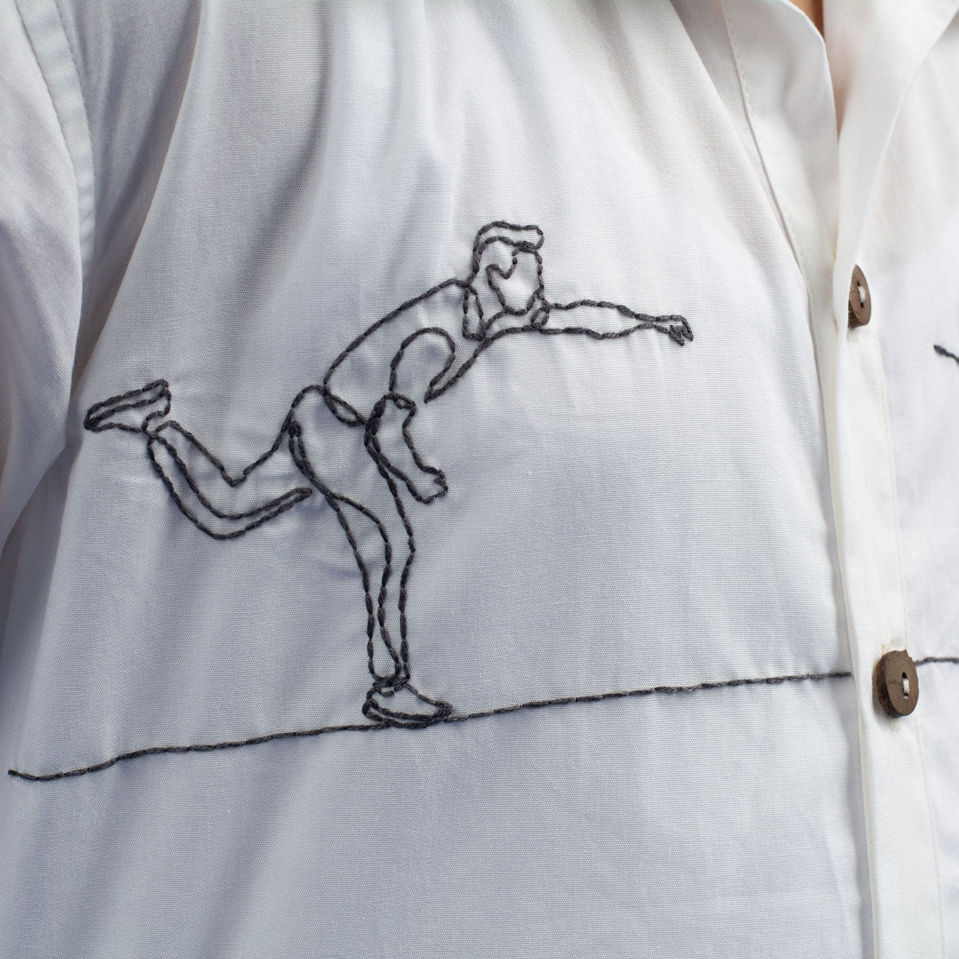 Cricketer Embroidered Shirt - White