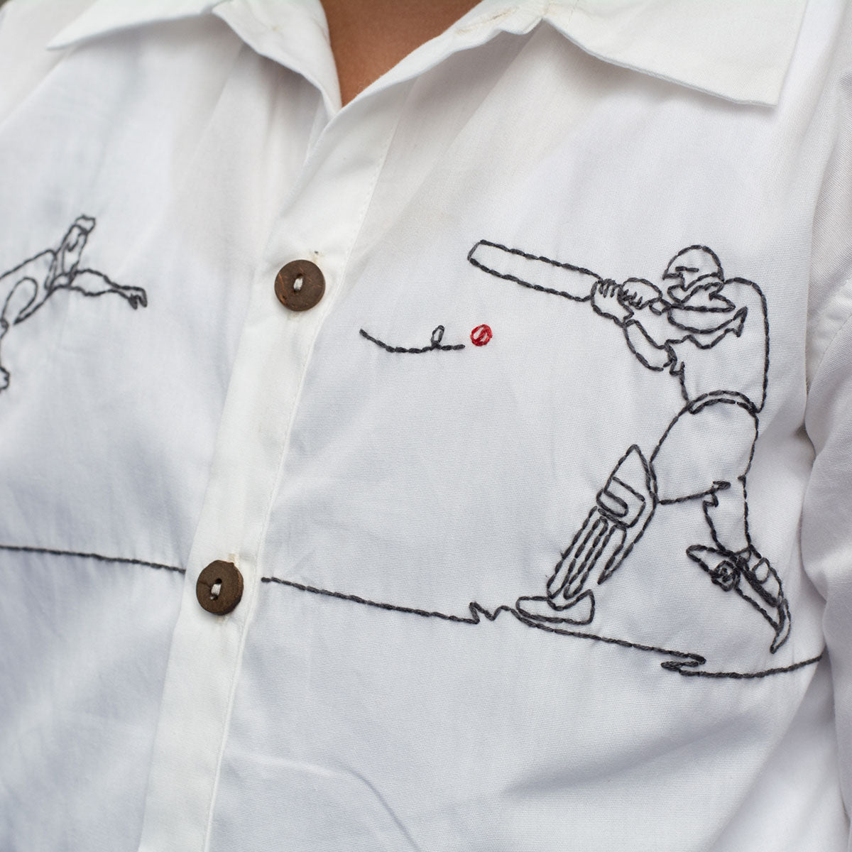 Cricketer Embroidered Shirt - White