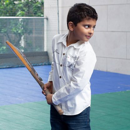 Cricketer Embroidered Shirt - White