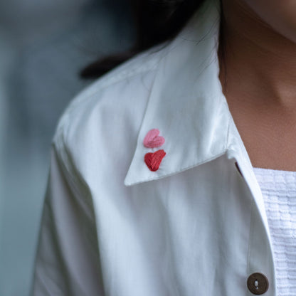 Haphazard Hearts Embroidered Organic Cotton Shirt - White