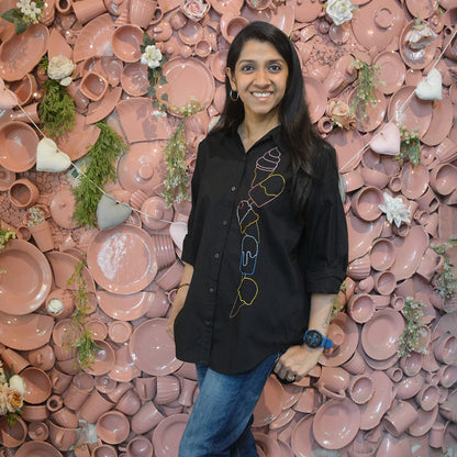 Ice Cream Embroidered Shirt for Women