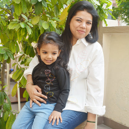 Ice Cream Embroidered Shirt for Women