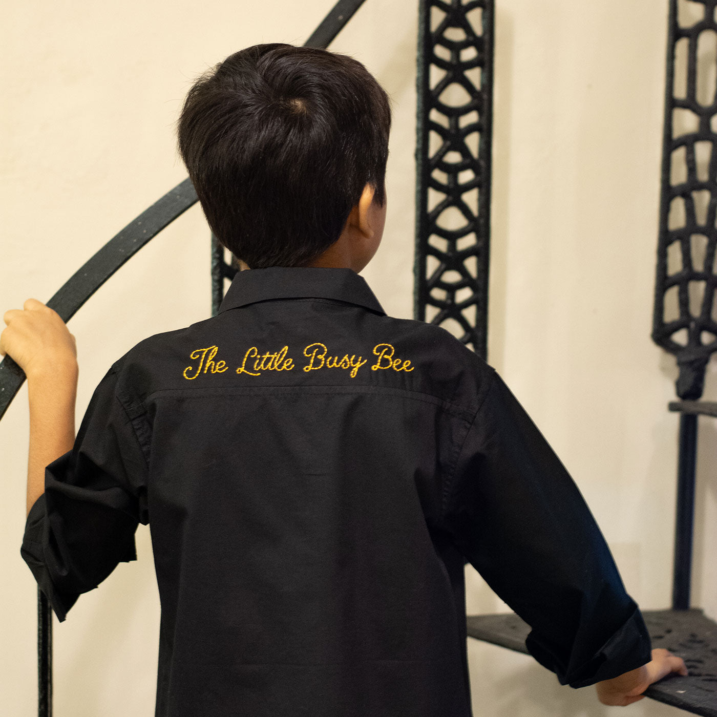 Little Bling Bee Embellished Shirt - Black