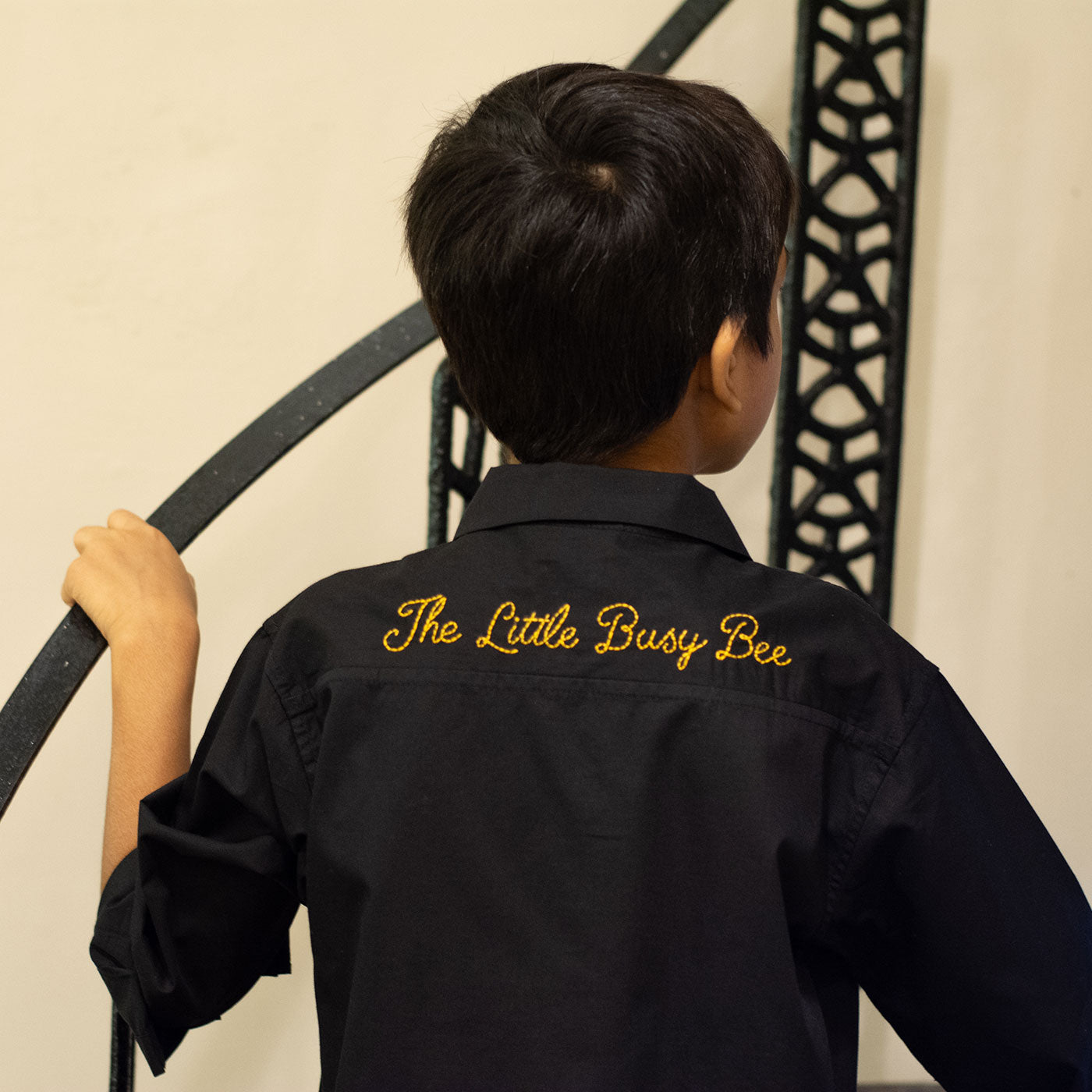 Little Bling Bee Embellished Shirt - Black