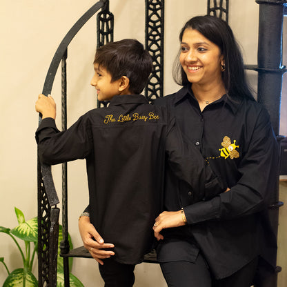 Little Bling Bee Embellished Shirt - Black