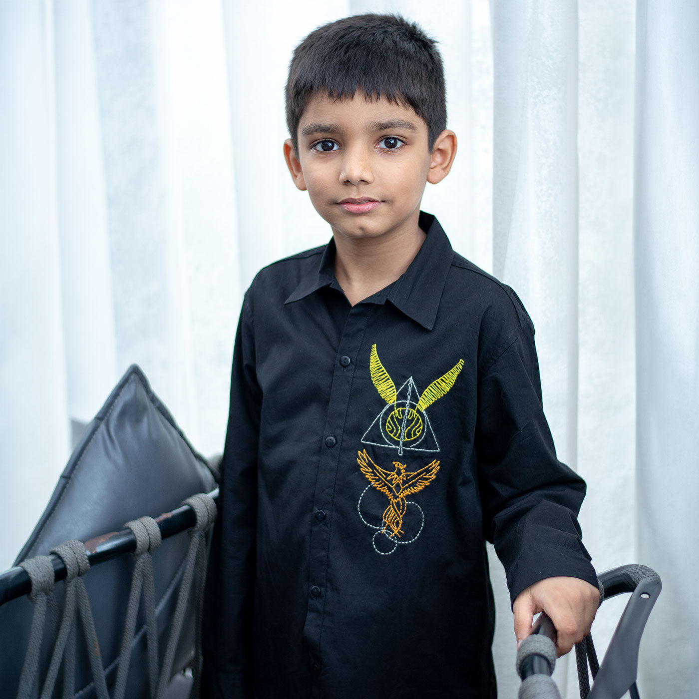 Mischief Managed Embroidered Shirt - Black