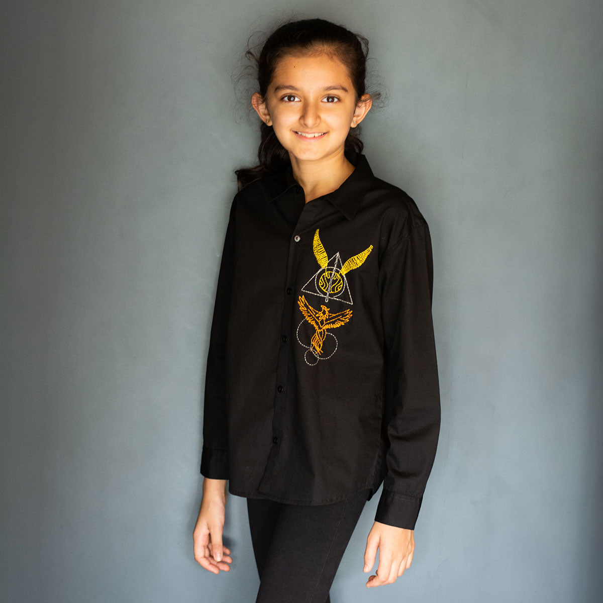 Mischief Managed Embroidered Shirt - Black