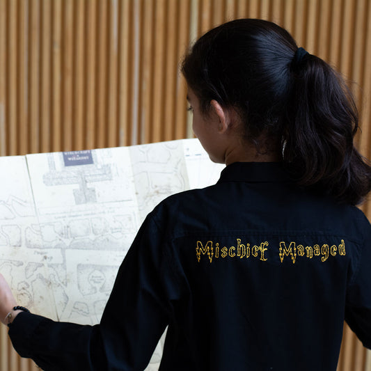 Mischief Managed Embroidered Shirt - Black