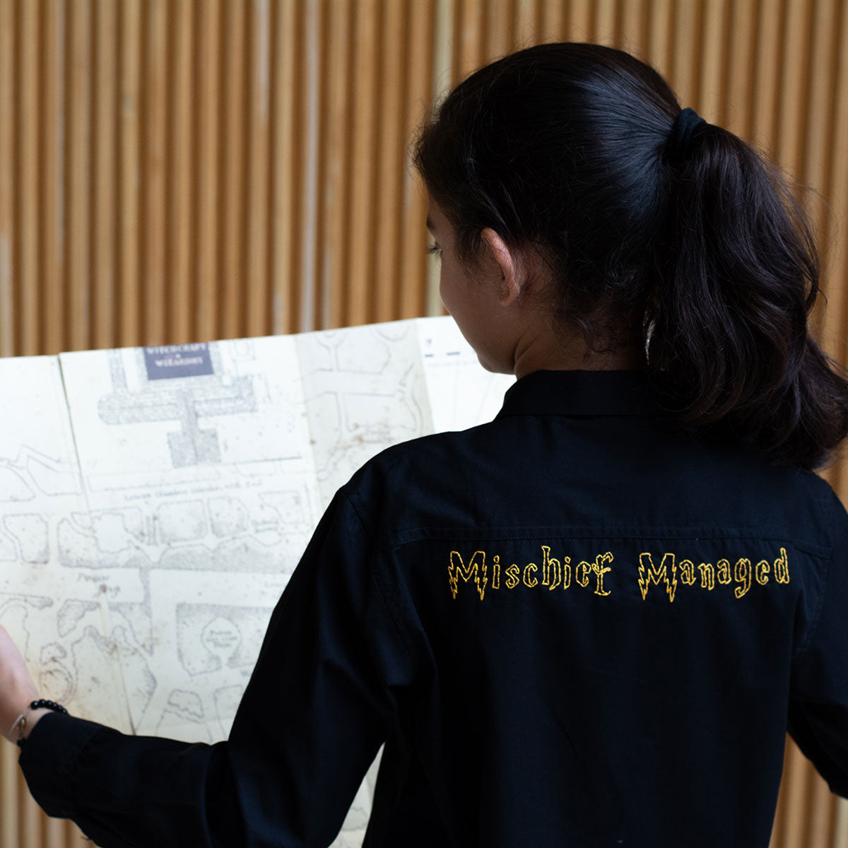 Mischief Managed Embroidered Shirt - Black