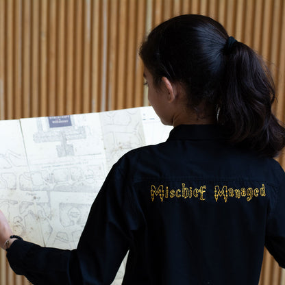 Mischief Managed Embroidered Shirt - Black