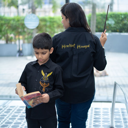 Mischief Managed Embroidered Shirt - Black