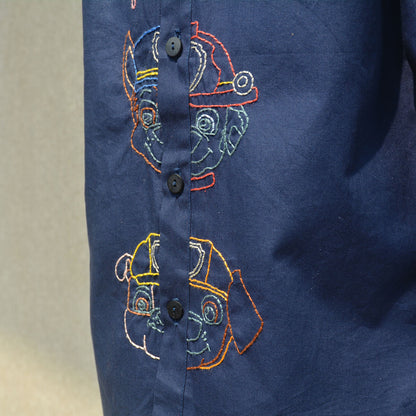 Pup Police Force Embroidered Shirt - Navy