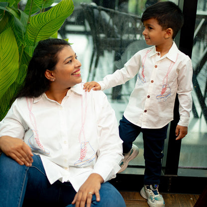 Roller Skates Embroidered Organic Cotton Shirt - White