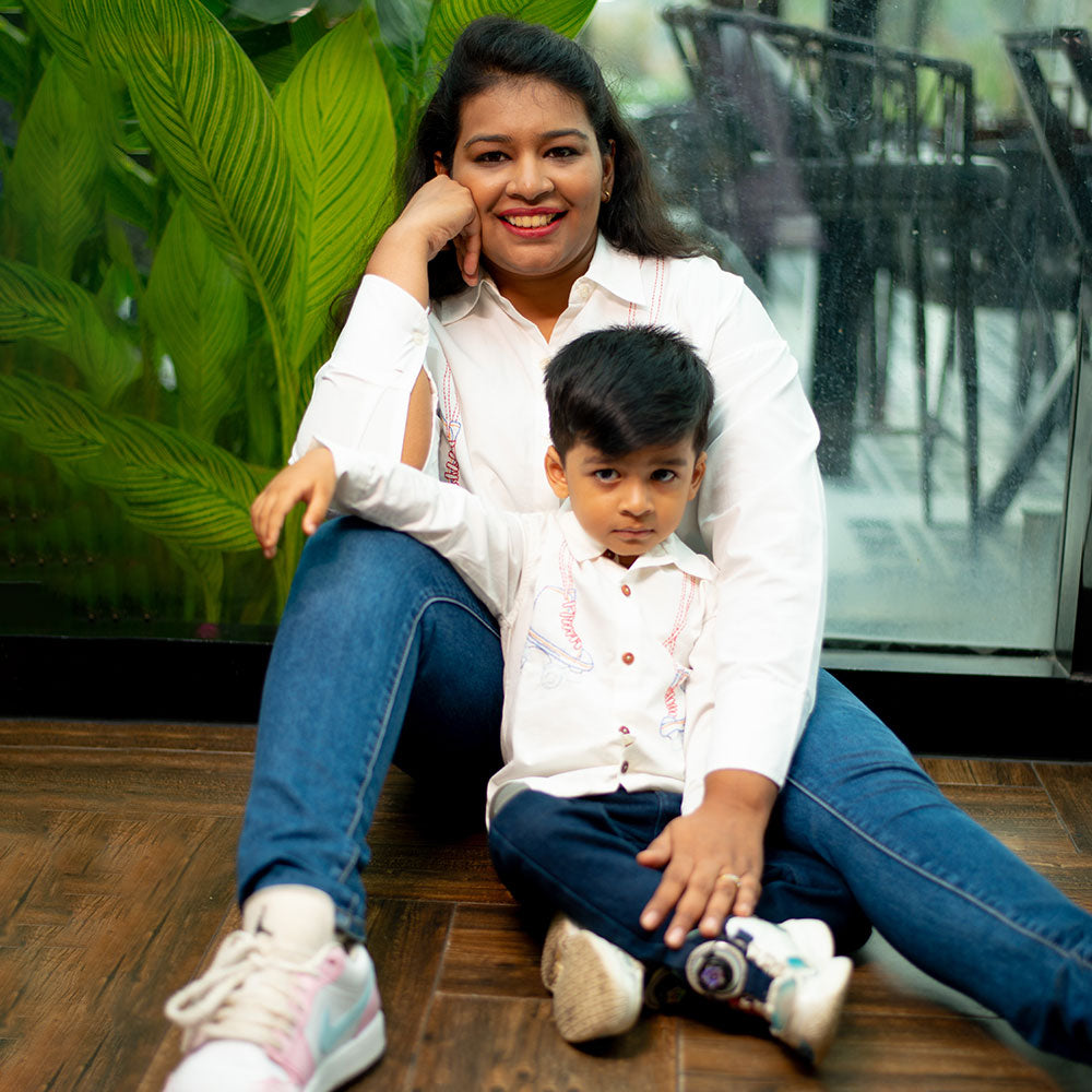 Roller Skates Embroidered Women Shirt - White