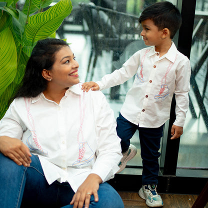 Roller Skates Embroidered Women Shirt - White