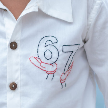 Six Seven Embroidered Shirt - White