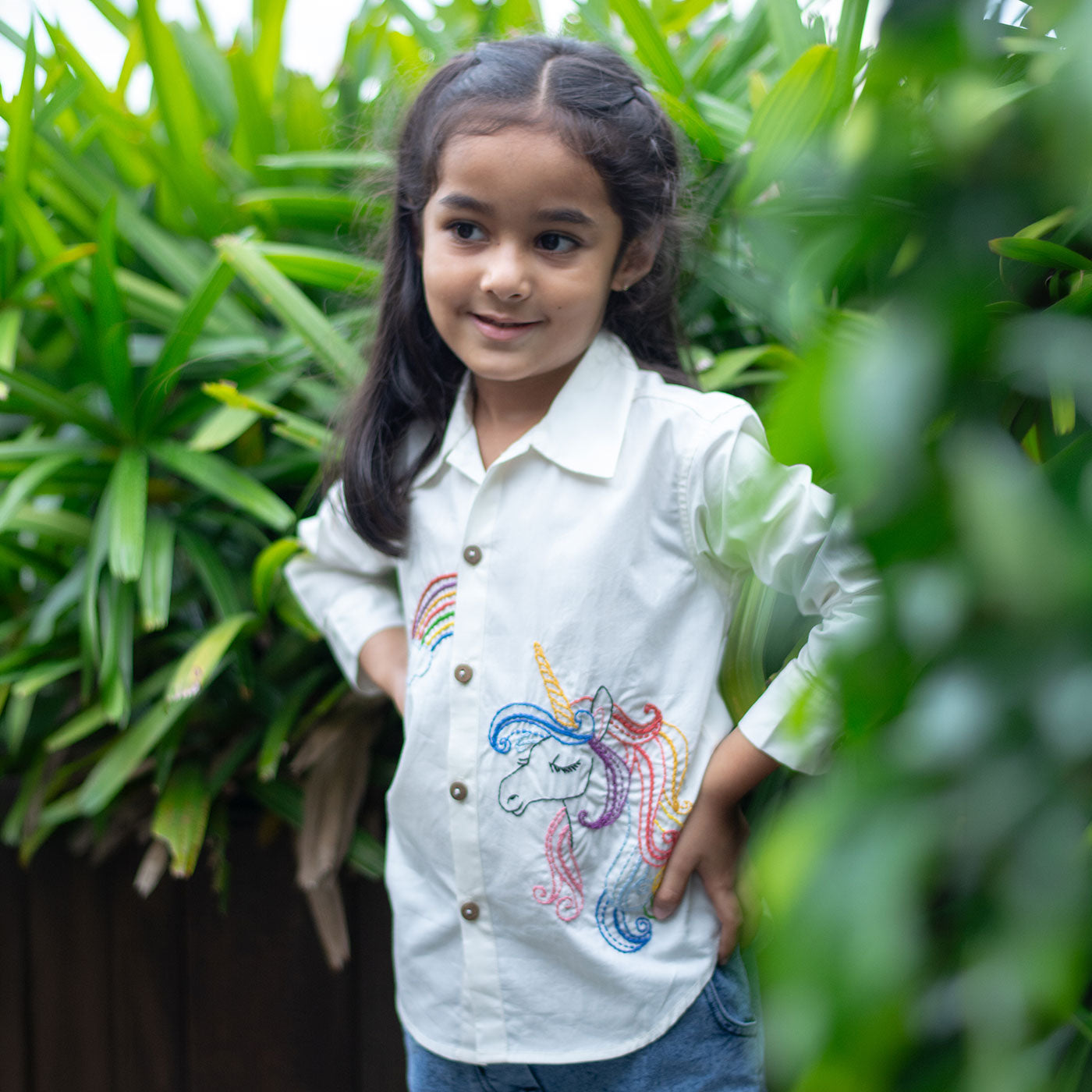 Unicorn Magic Embroidered Organic Cotton Shirt - White