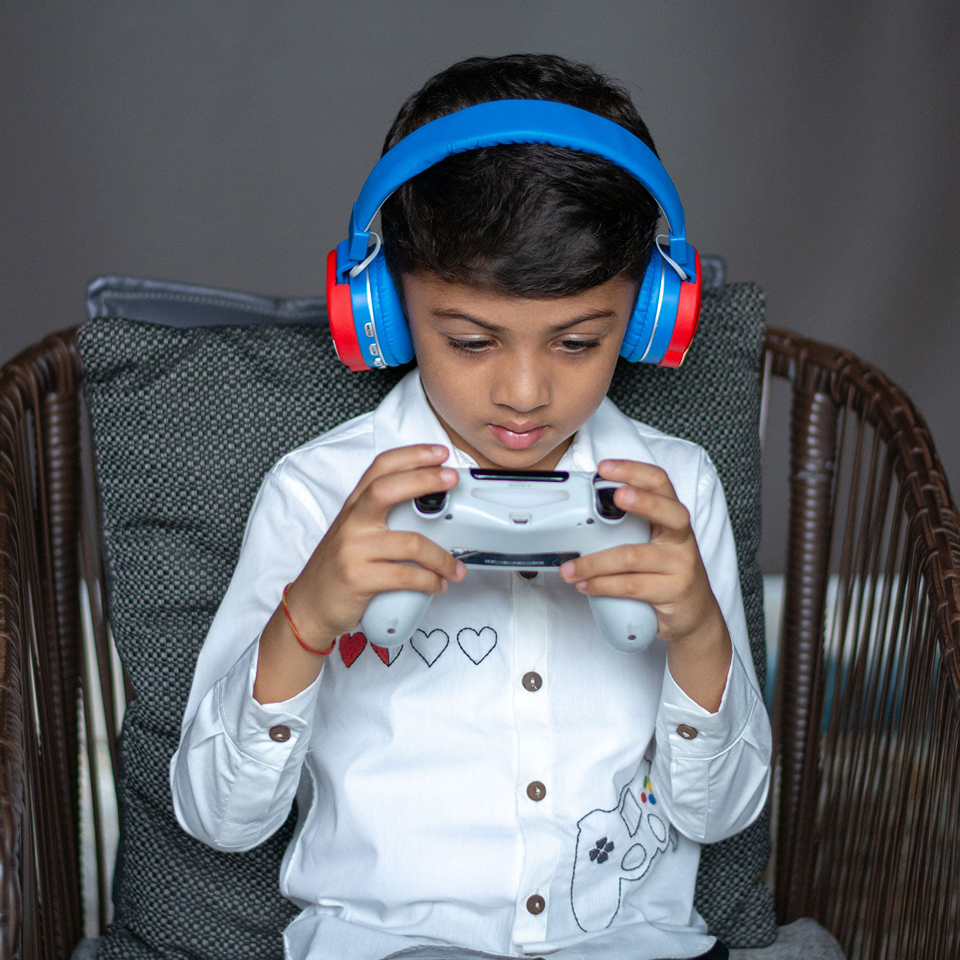 Video Game Embroidered Organic Cotton Shirt - White